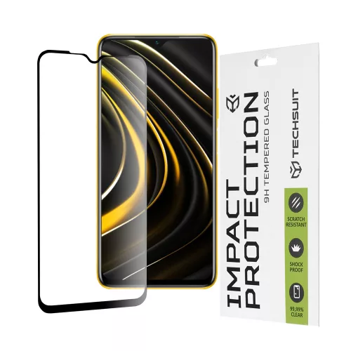 Techsuit - 111D Full Cover / Full Glue üvegfólia - Xiaomi Poco M3 / Redmi 9 Power / Redmi 9T - Fekete széllel