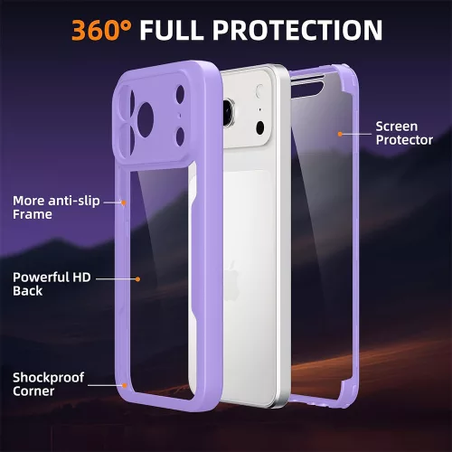 Techsuit - ColorVerse 360 Series + Screen Protector - iPhone 18 Pro / iPhone 17 Pro - Purple