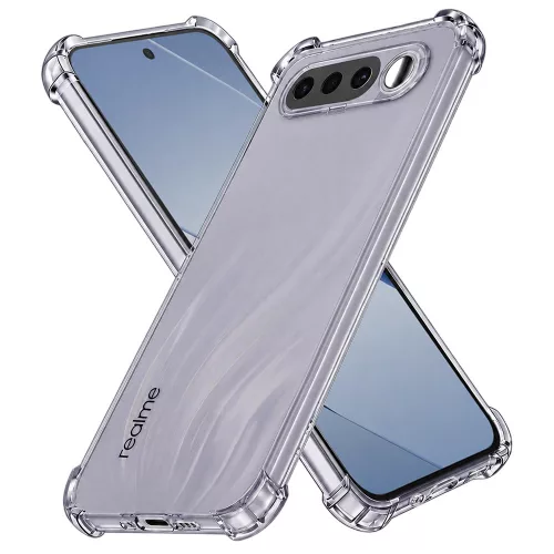 Techsuit - Shockproof Átlátszó Ütésálló Szilikon tok - Realme 16 5G - Átlátszó fekete