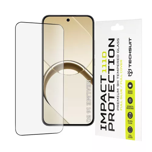 Techsuit - 111D Full Cover / Full Glue Glass - Realme 16 5G - Black