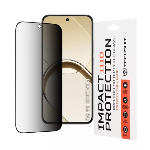 Techsuit - 111D Privacy Full Glue - Realme 16 5G - Black