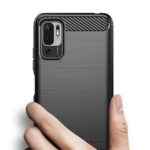 Techsuit - Carbon szilikon tok - Xiaomi Redmi Note 10 5G / Poco M3 Pro 5G - Fekete