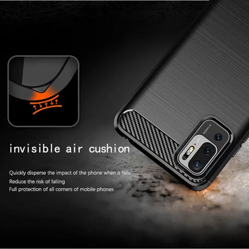 Techsuit - Carbon szilikon tok - Xiaomi Redmi Note 10 5G / Poco M3 Pro 5G - Fekete