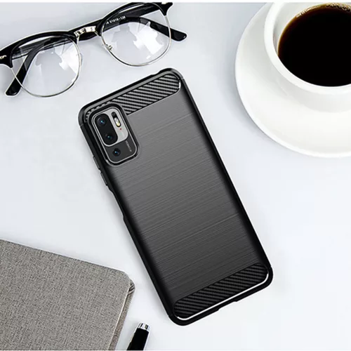 Techsuit - Carbon szilikon tok - Xiaomi Redmi Note 10 5G / Poco M3 Pro 5G - Fekete