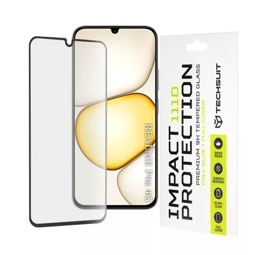 Techsuit - 111D Full Cover / Full Glue Glass - Realme P4x 4G / P4 Lite 4G - Black