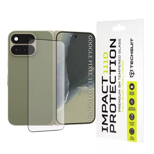 Techsuit - 111D Full Cover / Full Glue Glass - Google Pixel 11 Pro Fold - Black