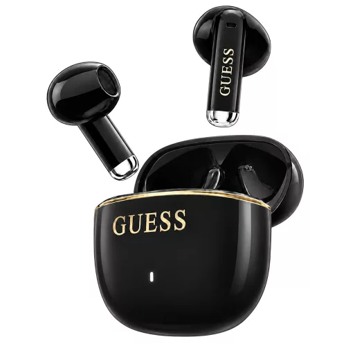 Guess - Wireless Earbuds Glossy Gold Line Classic (GUTWSG3HGECK) - Half-in-ear, Bluetooth, TWS, Small Round Design - Black