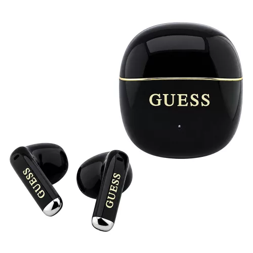 Guess - Wireless Earbuds Glossy Gold Line Classic (GUTWSG3HGECK) - Half-in-ear, Bluetooth, TWS, Small Round Design - Black