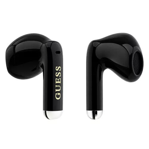 Guess - Wireless Earbuds Glossy Gold Line Classic (GUTWSG3HGECK) - Half-in-ear, Bluetooth, TWS, Small Round Design - Black