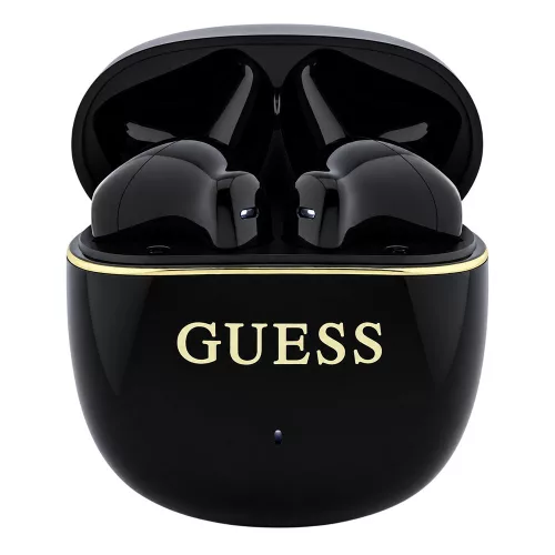 Guess - Wireless Earbuds Glossy Gold Line Classic (GUTWSG3HGECK) - Half-in-ear, Bluetooth, TWS, Small Round Design - Black