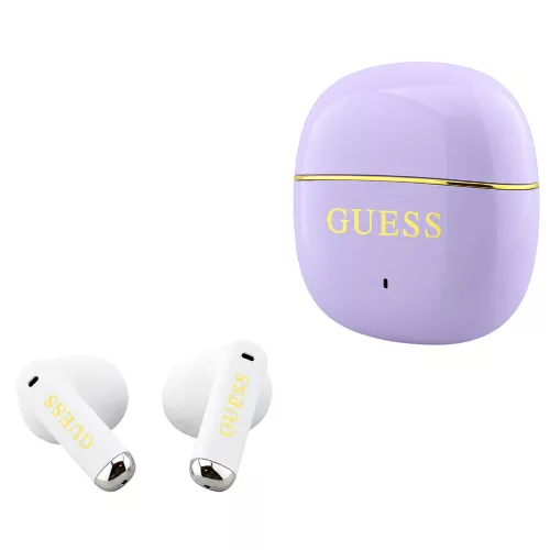 Guess - Wireless Earbuds Glossy Gold Line Classic (GUTWSG3HGECU) - Half-in-ear, Bluetooth, TWS, Small Round Design - Purple