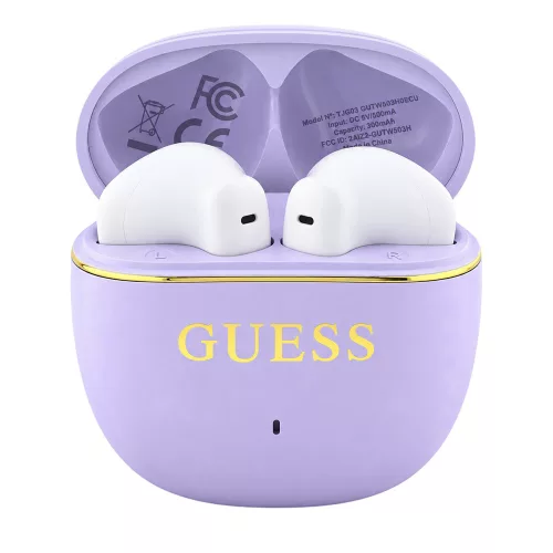 Guess - Wireless Earbuds Glossy Gold Line Classic (GUTWSG3HGECU) - Half-in-ear, Bluetooth, TWS, Small Round Design - Purple