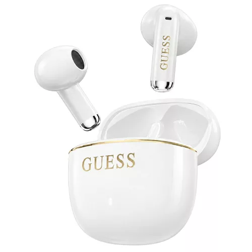 Guess - Wireless Earbuds Glossy Gold Line Classic (GUTWSG3HGECH) - Half-in-ear, Bluetooth, TWS, Small Round Design - White