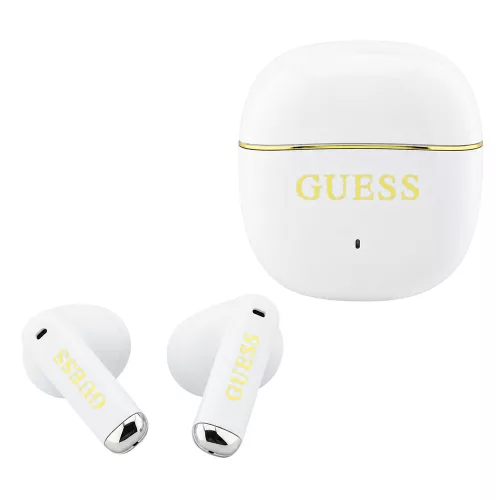 Guess - Wireless Earbuds Glossy Gold Line Classic (GUTWSG3HGECH) - Half-in-ear, Bluetooth, TWS, Small Round Design - White