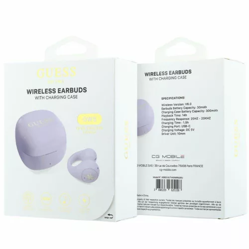 Guess - Wireless Earbuds Mini Classic (GUTWSW85LEEU) - Open-ear, Bluetooth, TWS, Sport Design - Purple