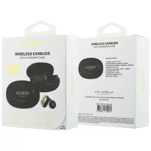 Guess - Wireless Earbuds Metalic Finish Electropated Parts Classic (GUTWSOL3MEGK) - OWS Ear-phones, BT5.4, 300mAh - Black