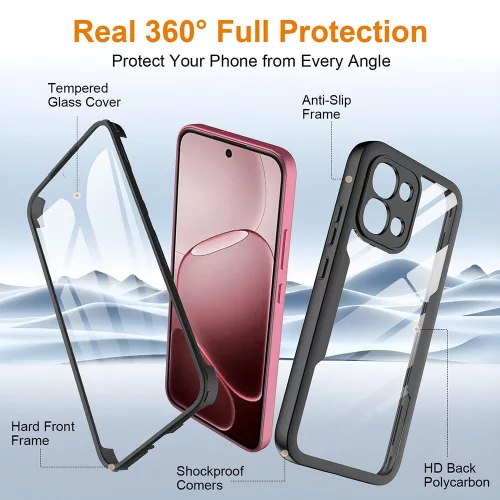 Techsuit - ColorVerse 360 tok kijelzővédővel - Oppo Reno16 F / Reno16 FS - Fekete