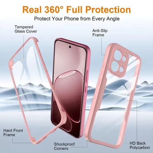 Techsuit - ColorVerse 360 tok kijelzővédővel - Oppo Reno16 F / Reno16 FS - Rózsaszín