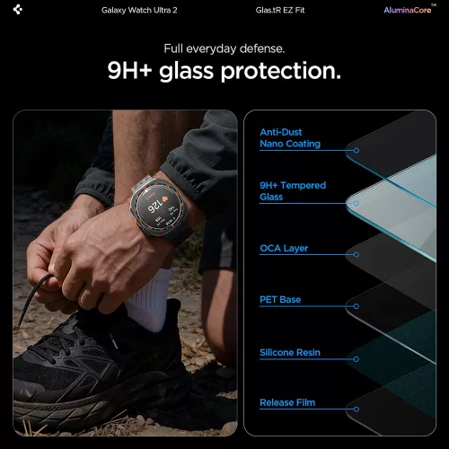 Spigen - (2 pack) Glas.tR EZ Fit (AGL11758) - Samsung Galaxy Watch Ultra 2 - Clear