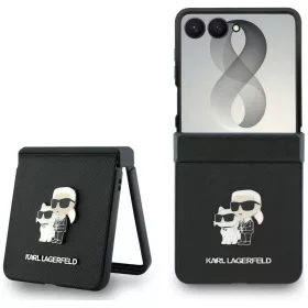   Karl Lagerfeld - Saffiano Karl&Choupette Metal Pin (KLHCZF8SAPKCNPK) - Samsung Galaxy Z Flip8 - Black