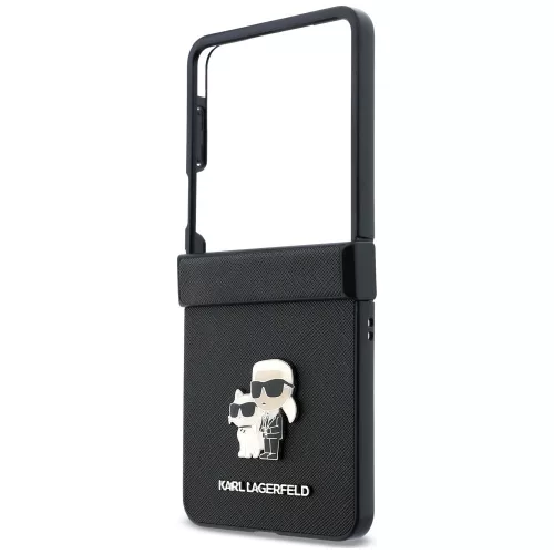 Karl Lagerfeld - Saffiano Karl&Choupette Metal Pin (KLHCZF8SAPKCNPK) - Samsung Galaxy Z Flip8 - Black