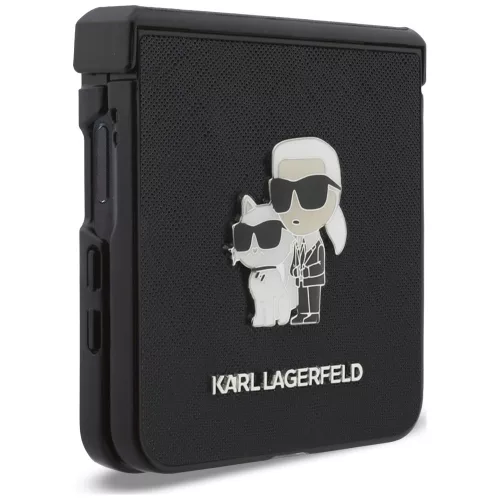 Karl Lagerfeld - Saffiano Karl&Choupette Metal Pin (KLHCZF8SAPKCNPK) - Samsung Galaxy Z Flip8 - Black