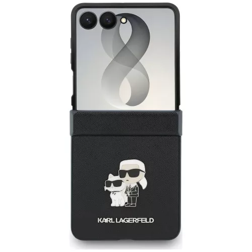 Karl Lagerfeld - Saffiano Karl&Choupette Metal Pin (KLHCZF8SAPKCNPK) - Samsung Galaxy Z Flip8 - Black