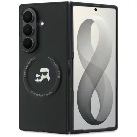   Karl Lagerfeld - Hardcase Leather Karl&Chaoupette Head Pin (KLHMZFD8PSMLRKCK) - Samsung Galaxy Z Fold8 Ultra - Black