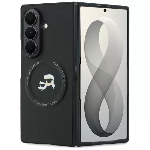 Karl Lagerfeld - Hardcase Leather Karl&Chaoupette Head Pin (KLHMZFD8PSMLRKCK) - Samsung Galaxy Z Fold8 Ultra - Black
