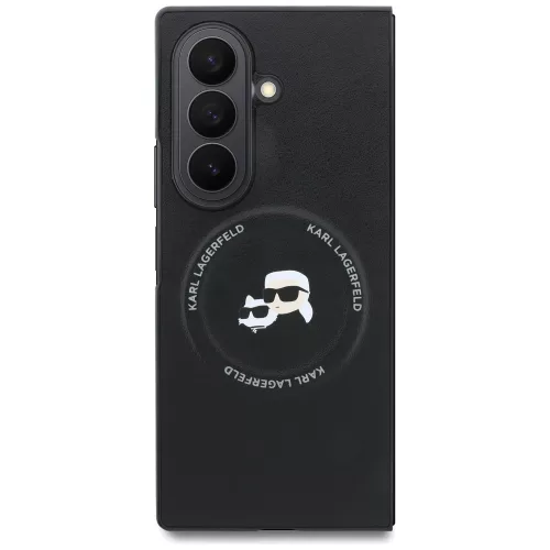 Karl Lagerfeld - Hardcase Leather Karl&Chaoupette Head Pin (KLHMZFD8PSMLRKCK) - Samsung Galaxy Z Fold8 Ultra - Black