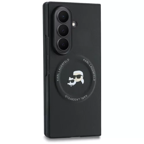 Karl Lagerfeld - Hardcase Leather Karl&Chaoupette Head Pin (KLHMZFD8PSMLRKCK) - Samsung Galaxy Z Fold8 Ultra - Black