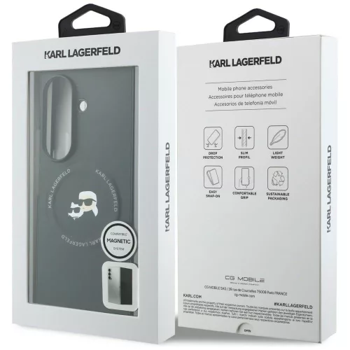 Karl Lagerfeld - Hardcase Leather Karl&Chaoupette Head Pin (KLHMZFD8PSMLRKCK) - Samsung Galaxy Z Fold8 Ultra - Black