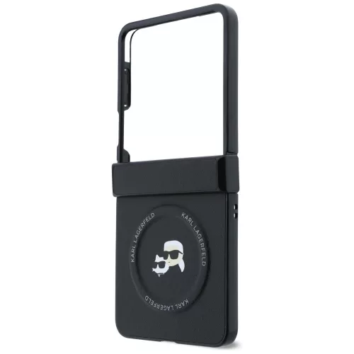 Karl Lagerfeld - Hardcase Leather Karl&Chaoupette Head Pin (KLHMZF8PSMLRKCK) - Samsung Galaxy Z Flip8 - Black
