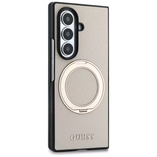 Guess - Ring Stand Grained Classic Logo MagSafe (GUHMZFD86PSGRSCLE) - Samsung Galaxy Z Fold8 Ultra - Beige