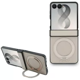   Guess - Ring Stand Grained Classic Logo MagSafe (GUHMZF86PSGRSCLE) - Samsung Galaxy Z Flip8 - Beige