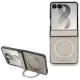 Guess - Ring Stand Grained Classic Logo MagSafe (GUHMZF86PSGRSCLE) - Samsung Galaxy Z Flip8 - Beige