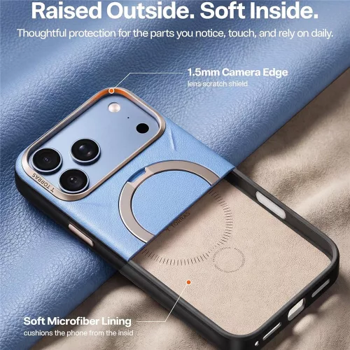 Torras - QPRO Leather Series - iPhone 18 Pro / iPhone 17 Pro - Blue