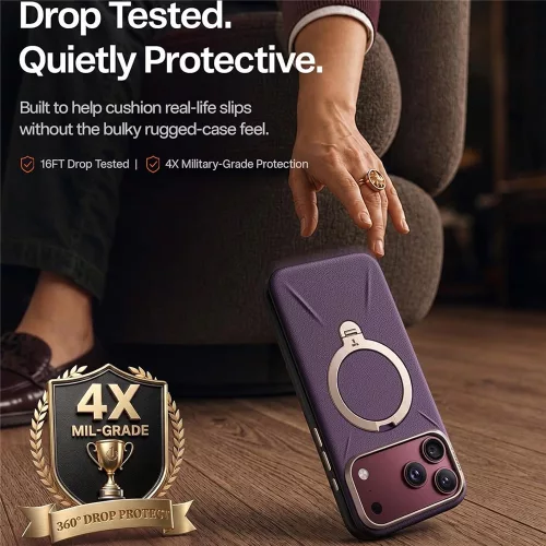 Torras - QPRO Leather Series - iPhone 18 Pro / iPhone 17 Pro - Purple