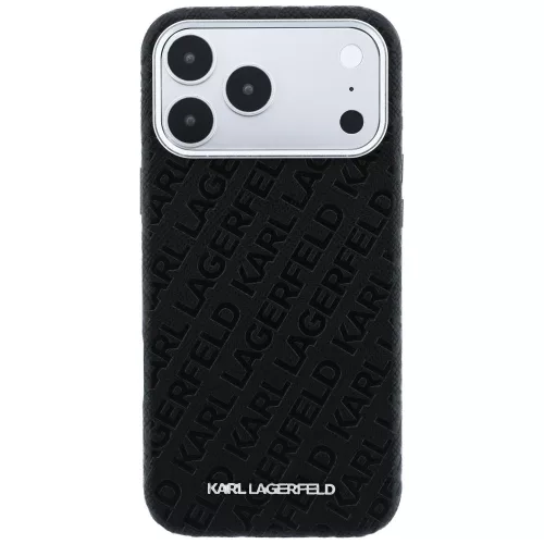 Karl Lagerfeld - Grained Leather Metal Logo MagSafe (KLHMP18LPSKLFOFK) - iPhone 18 Pro / iPhone 17 Pro - Black