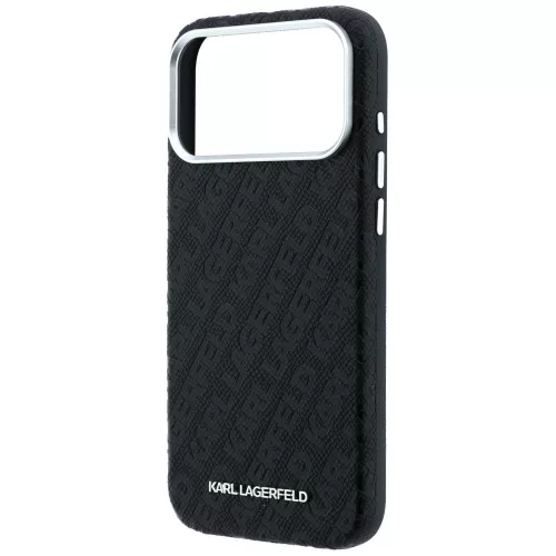 Karl Lagerfeld - Grained Leather Metal Logo MagSafe (KLHMP18LPSKLFOFK) - iPhone 18 Pro / iPhone 17 Pro - Black