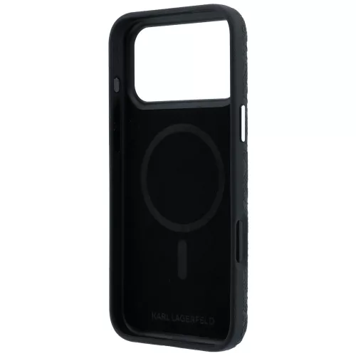 Karl Lagerfeld - Grained Leather Metal Logo MagSafe (KLHMP18LPSKLFOFK) - iPhone 18 Pro / iPhone 17 Pro - Black
