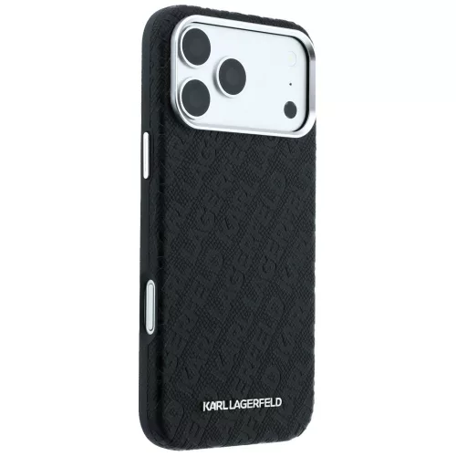 Karl Lagerfeld - Grained Leather Metal Logo MagSafe (KLHMP18LPSKLFOFK) - iPhone 18 Pro / iPhone 17 Pro - Black