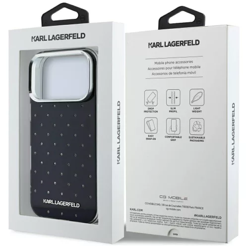 Karl Lagerfeld - IML Rhinestones and Electroplated Logo (KLHCP18L6HCRDKLK) - iPhone 18 Pro / iPhone 17 Pro - Black