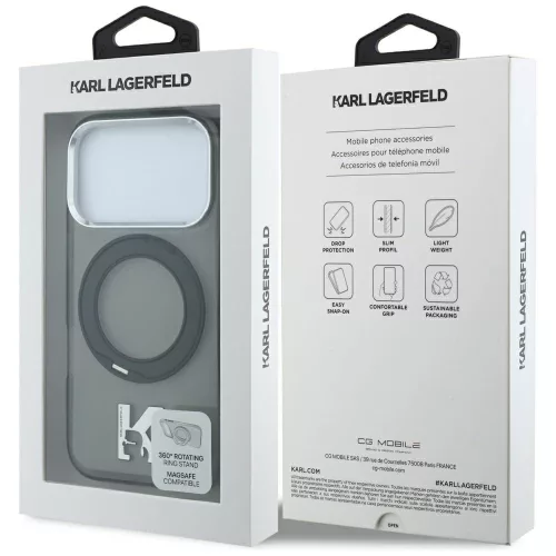 Karl Lagerfeld - HC IML Ring Stand MagSafe Kameo Metal (KLHMP18X6HRSMKMK) - iPhone 18 Pro Max / iPhone 17 Pro Max - Black