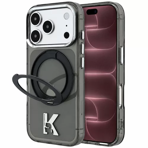 Karl Lagerfeld - HC IML Ring Stand MagSafe Kameo Metal (KLHMP18X6HRSMKMK) - iPhone 18 Pro Max / iPhone 17 Pro Max - Black
