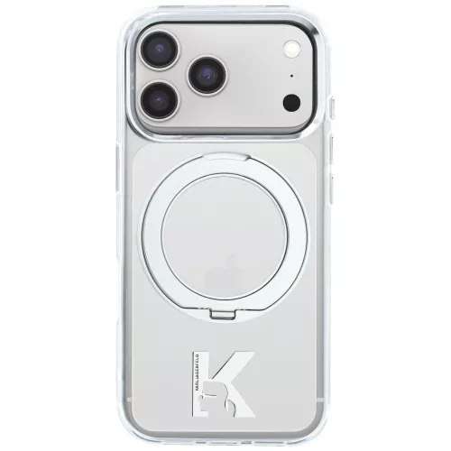 Karl Lagerfeld - Hardcase IML Ring Stand MagSafe Kameo Metal (KLHMP18L6HRSMKMH) - iPhone 18 Pro / iPhone 17 Pro - Transparent