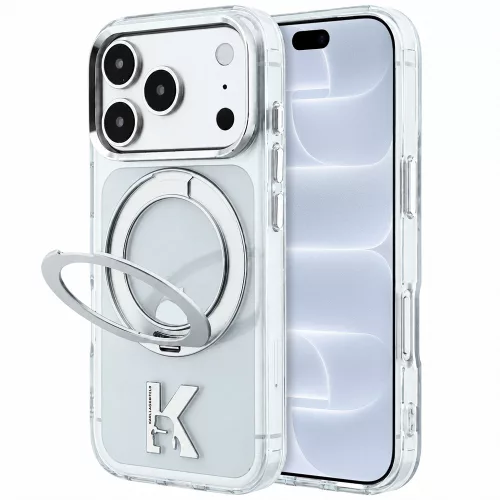 Karl Lagerfeld - Hardcase IML Ring Stand MagSafe Kameo Metal (KLHMP18L6HRSMKMH) - iPhone 18 Pro / iPhone 17 Pro - Transparent