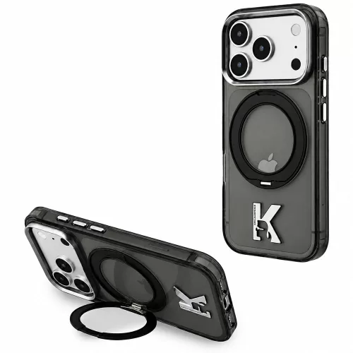 Karl Lagerfeld - Hardcase IML Ring Stand MagSafe Kameo Metal (KLHMP18L6HRSMKMK) - iPhone 18 Pro / iPhone 17 Pro - Black