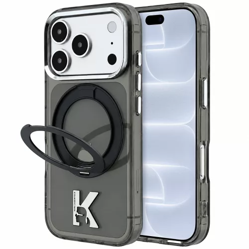 Karl Lagerfeld - Hardcase IML Ring Stand MagSafe Kameo Metal (KLHMP18L6HRSMKMK) - iPhone 18 Pro / iPhone 17 Pro - Black
