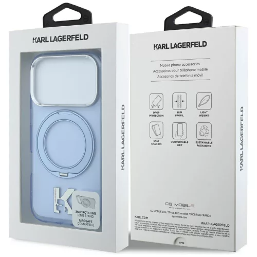 Karl Lagerfeld - Hardcase IML Ring Stand MagSafe Kameo Metal (KLHMP18L6HRSMKMB) - iPhone 18 Pro / iPhone 17 Pro - Blue